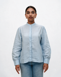 Puff Sleeve Blouse in Linen-Cotton