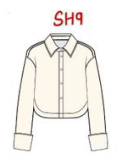Neapolitan cuff Crop shirt in Linen-SH9